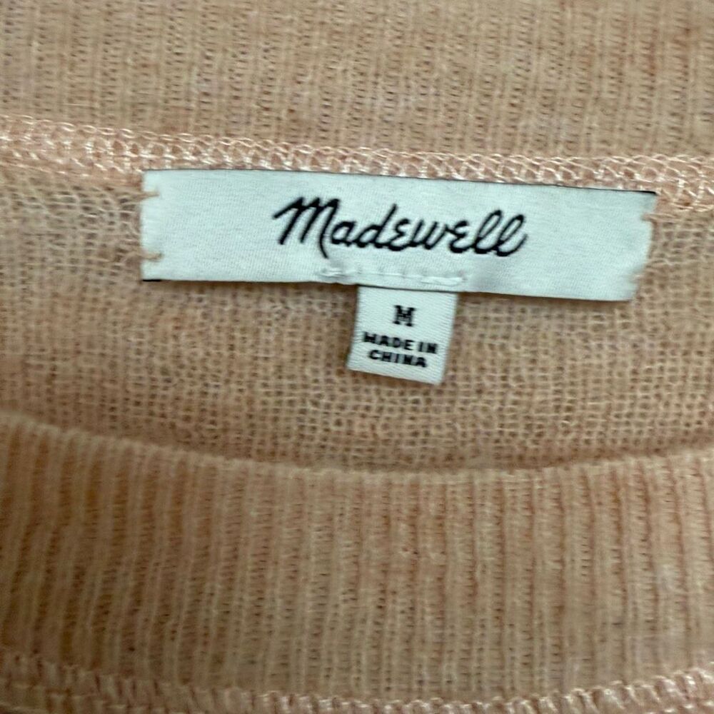 Madewell blush pink soft alpaca crew neck light weight sweater size medium - Picture 3 of 4